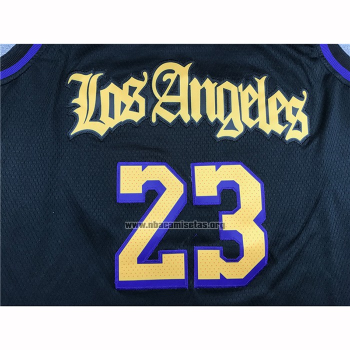 Camiseta Los Angeles Lakers Lebron James NO 23 Ciudad 2019-20 Negro